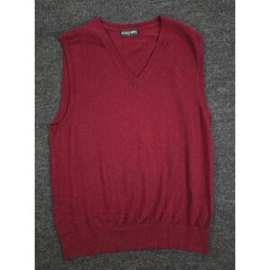 Kallspin Mens V Neck Sleeveless Sweater Vest Burgundy Large Cashmere Blend